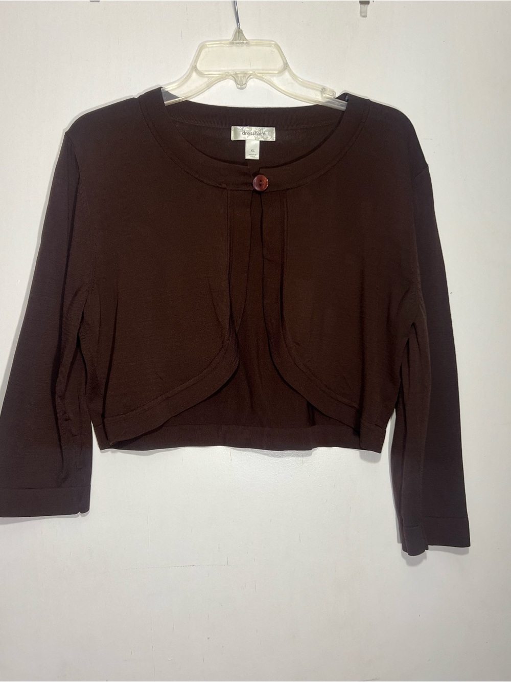 Dressbarn Cropped Brown Button-Front Bolero Cardigan size XL
